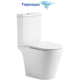 Унитаз-компакт безободковый Aquatek Либерти AQ2999T-00 с тонкой крышкой микролифт (система смыва Торнадо) фото 