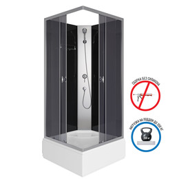 Душевая кабина Niagara Eco E90/26Q/TN/BK 90х90х195 см, средний поддон (30см), хром матовый, стекло тонированное (безсиликоновая сборка) фото 