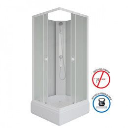 Душевая кабина Niagara Promo P100/26Q/MT/BK 100х100х200 см со средним поддоном, профиль белый, стекло матовое (безсиликоновая сборка) фото 