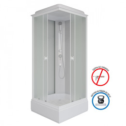 Душевая кабина Niagara Promo P90/26Q/MT 90х90х215 см, со средним поддоном (30см), с крышей, профиль белый, стекло матовое (безсиликоновая сборка) фото 