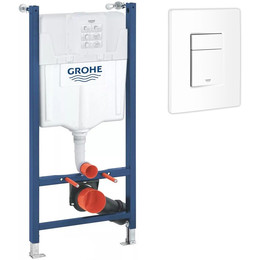Инсталляция для подвесного унитаза Grohe Solido 38971000T (кнопка смыва белая 38966SH0T) фото 