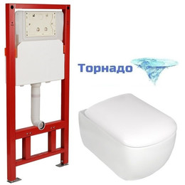 Инсталляция с подвесным безободковым унитазом AN Solana сиденье микролифт, крепление (система смыва Торнадо) фото 