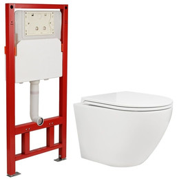 Инсталляция с подвесным безободковым унитазом AN Sky сиденье микролифт, крепление фото 