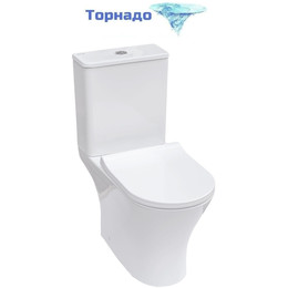 Унитаз-компакт безободковый Sole Boho Turbo с тонкой крышкой микролифт (система смыва Торнадо) фото 