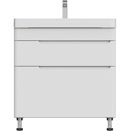 Тумба напольная с раковиной Mirsant Flat 80/2 80 см (раковина Line 80) белый фото 