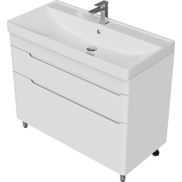 Тумба напольная с раковиной Mirsant Flat 100/2 100 см (раковина Line 100) белый фото 