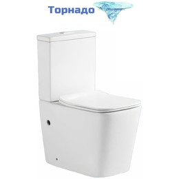 Унитаз-компакт безободковый Sole Rif Turbo с тонкой крышкой микролифт (система смыва Торнадо) фото 