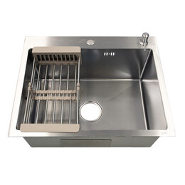 Кухонная мойка Azario Nicole AZS5050H (сифон, дозатор и коландер в комплекте) серебро соты фото 