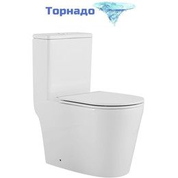 Унитаз-моноблок безободковый Azario Nimbus AZ-6080-AP с тонкой крышкой микролифт (система смыва Торнадо) фото 