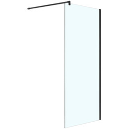 Душевая перегородка Azario Chicago Walk-in 80 см AZ-NAR6310 800 Black (стекло 8 мм) с кронштейном в комплекте, чёрный/прозрачное фото 