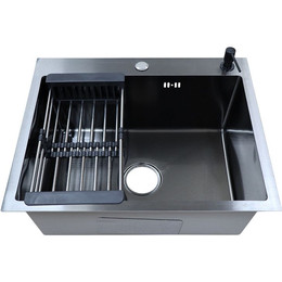 Кухонная мойка Azario Nicole AZB6050N (сифон, дозатор и коландер в комплекте) чёрный фото 