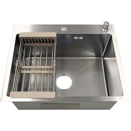 Кухонная мойка Azario Nicole AZS6050H (сифон, дозатор и коландер в комплекте) серебро соты фото 