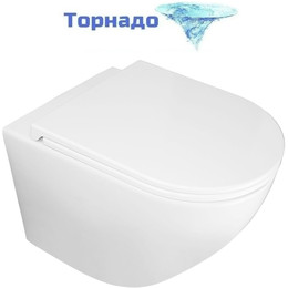 Унитаз подвесной безободковый Azario Pro PRO-0001 UQ3 с тонкой крышкой микролифт (система смыва Торнадо) фото 