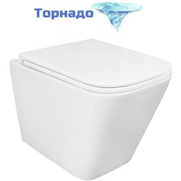 Унитаз подвесной безободковый Azario Pro PRO-002 UQ3 с тонкой крышкой микролифт (система смыва Торнадо) фото 