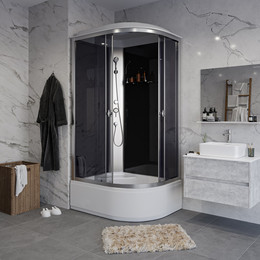 Душевая кабина Niagara Eco 120x80 см E120/80/40L/TN, с высоким поддоном 40см, профиль хром матовый, стекло тонированное (безсиликоновая сборка) фото 