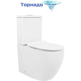 Унитаз-компакт безободковый Azario Corsa AZ-2062T с тонкой крышкой микролифт (Система смыва Торнадо) фото 