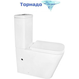 Унитаз-компакт безободковый Azario Etereo AZ-8203 с тонкой крышкой микролифт (Система смыва Торнадо) фото 