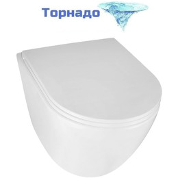 Унитаз подвесной безободковый Azario Eclat AZ-2381-A с тонкой крышкой микролифт (Система смыва Торнадо) фото 