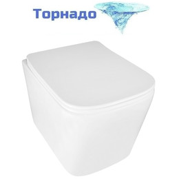 Унитаз подвесной безободковый Azario Cascad M AZ-10002 с тонкой крышкой микролифт (Система смыва Торнадо) фото 