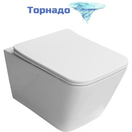 Унитаз подвесной Azario Indor AZ-9004WT с тонкой крышкой микролифт (Система смыва Торнадо) фото 