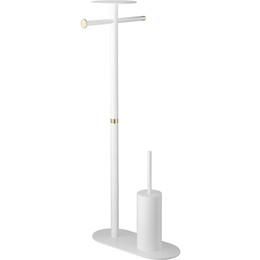 Стойка с полотенцедержателем и ёршиком Boheme Venturo 10953-W-G, цвет белый фото 