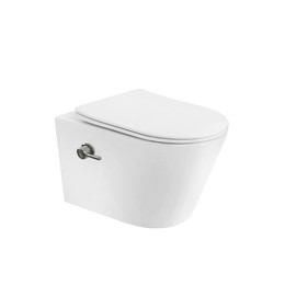 Унитаз-биде подвесной безободковый Boheme Avva 973-SET-2-MW с тонкой крышкой микролифт, белый матовый фото 