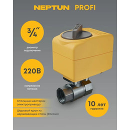 Кран шаровый с электроприводом Neptun PROFI 220В 3/4" 100035693400 фото 