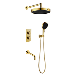 Душевая система для ванны с термостатом Boheme Cell 427-G  + 134-3-G + 625-G (со скрытой частью) золото фото 