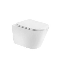 Унитаз подвесной безободковый Boheme Avva 973-SET-MW с тонкой крышкой микролифт, белый матовый фото 