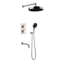 Душевая система для ванны с термостатом Boheme Cell 427-NB  + 134-3-NB + 625-NB (со скрытой частью) никель фото 