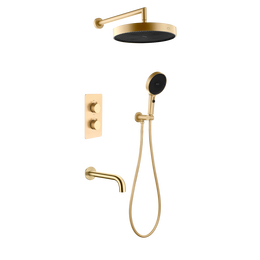 Душевая система для ванны с термостатом Boheme Cell 427-MG  + 134-3-MG + 625-MG (со скрытой частью) золото матовое фото 
