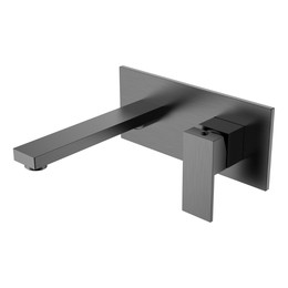 Смеситель для раковины настенный Boheme Qubic 475-GM (со скрытой частью) графит фото 