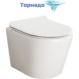 Унитаз подвесной безободковый Cerutti SPA LUIGI Aria Tornado 11101 с тонкой крышкой микролифт (система смыва Торнадо) фото 