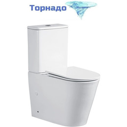 Унитаз-компакт безободковый Cerutti SPA Piera 10560 с тонкой крышкой микролифт (система смыва Торнадо) фото 