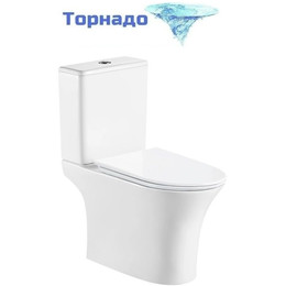 Унитаз-компакт безободковый Cerutti SPA Bernina 11133 с тонкой крышкой микролифт (система смыва Торнадо) фото 