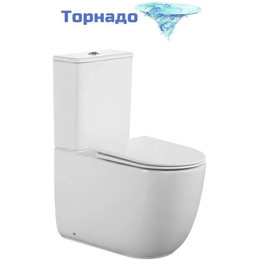 Унитаз-компакт безободковый Cerutti SPA Mirko 11090 с тонкой крышкой микролифт (система смыва Торнадо) фото 