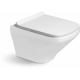 Унитаз подвесной безободковый SantiLine SL-5003 с тонкой крышкой микролифт фото 