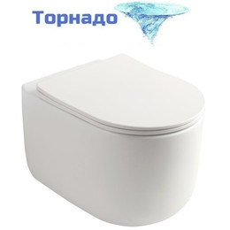 Унитаз подвесной безободковый SantiLine SL-5006 с тонкой крышкой микролифт (система смыва Торнадо) фото 