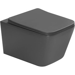 Унитаз подвесной безободковый SantiLine SL-5007DG с тонкой крышкой микролифт, тёмно-серый матовый фото 