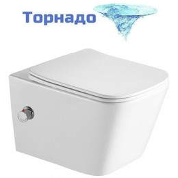 Унитаз-биде подвесной безободковый SantiLine SL-5007T-SM/BD с тонкой крышкой микролифт (система смыва Торнадо) фото 