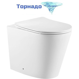 Унитаз приставной безободковый SantiLine SL-5020T с тонкой крышкой микролифт (система смыва Торнадо) фото 