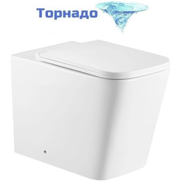 Унитаз приставной безободковый SantiLine SL-5021T с тонкой крышкой микролифт (система смыва Торнадо) фото 