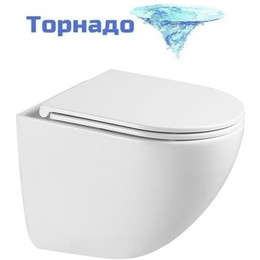 Унитаз подвесной безободковый SantiLine SL-5025Z с тонкой крышкой микролифт (система смыва Торнадо) фото 