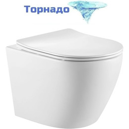 Унитаз подвесной безободковый SantiLine SL-5025 с тонкой крышкой микролифт (система смыва Торнадо) фото 