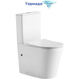 Унитаз-компакт безободковый SantiLine SL-5026 с тонкой крышкой микролифт (система смыва Торнадо) фото 