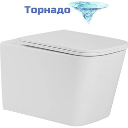 Унитаз подвесной безободковый SantiLine SL-5027 с тонкой крышкой микролифт (система смыва Торнадо) фото 