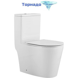 Унитаз-моноблок безободковый SantiLine SL-5029 с тонкой крышкой микролифт (система смыва Торнадо) фото 