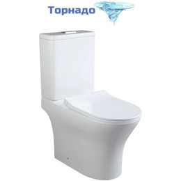 Унитаз-компакт безободковый SantiLine SL-5044 с тонкой крышкой микролифт (система смыва Торнадо) фото 