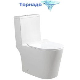 Унитаз-компакт безободковый SantiLine SL-5045 с тонкой крышкой микролифт (система смыва Торнадо) фото 