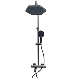 Душевая стойка с термостатом Haiba HB24726-3, оружейная сталь фото 